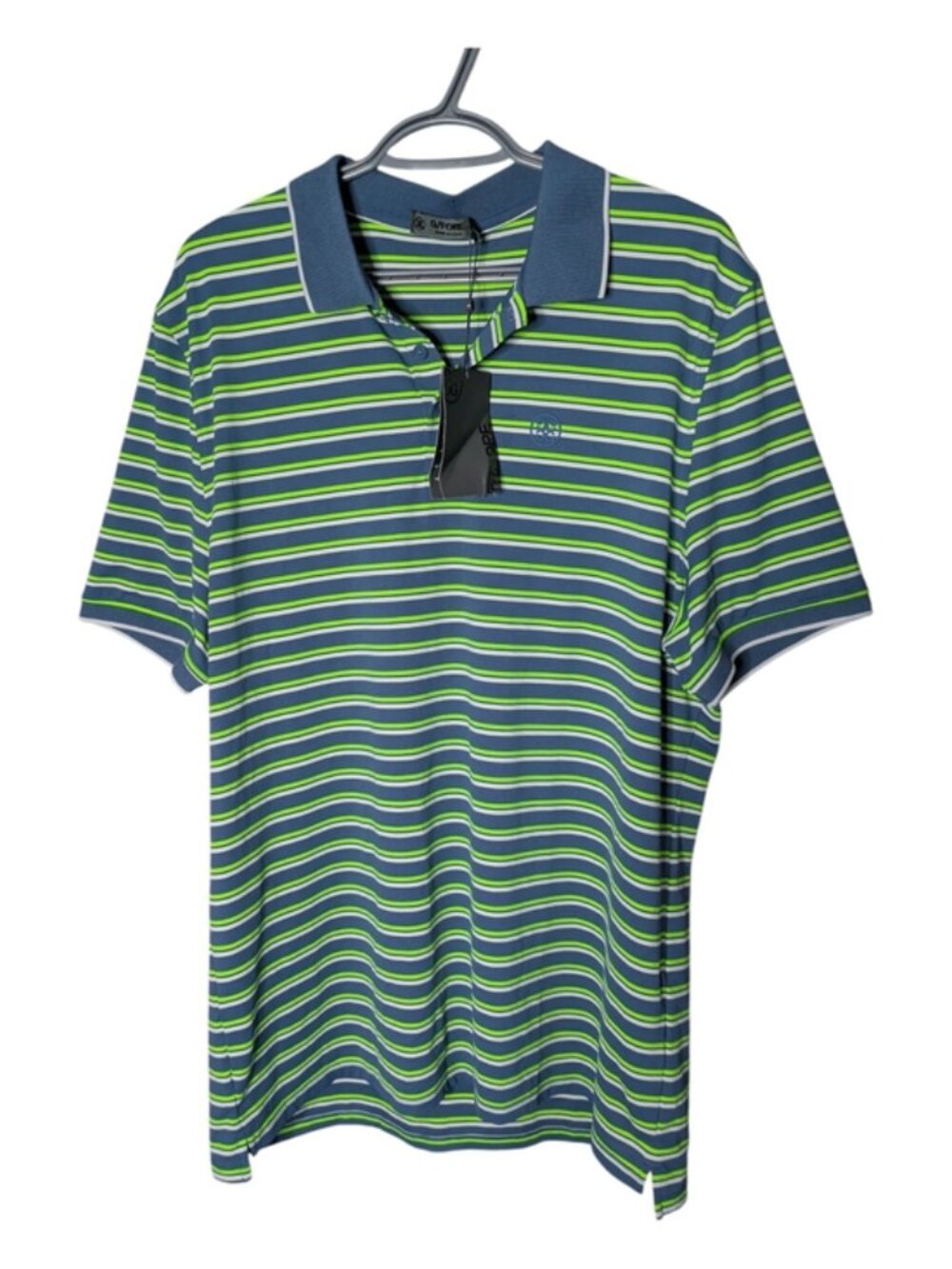 NWT G/FORE Slate Perforated Stripe Banded Sleeve Tech Jersey Polo SLA Blue XL